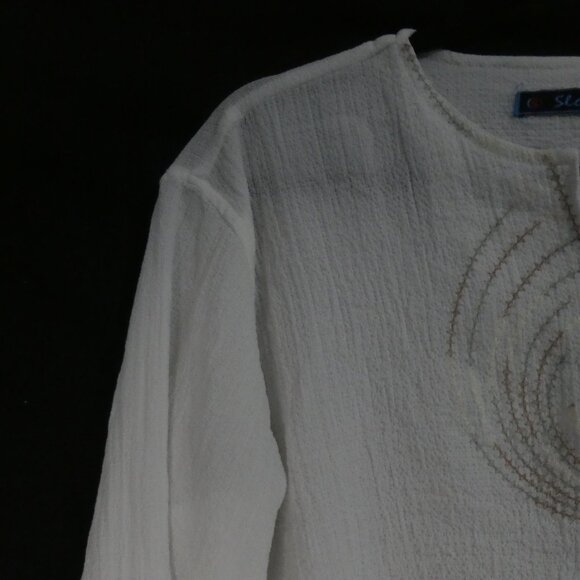 SLOK | xxl | Textured Long Sleeve African Shirt | Embroidered Front Detail - Picture 3 of 15